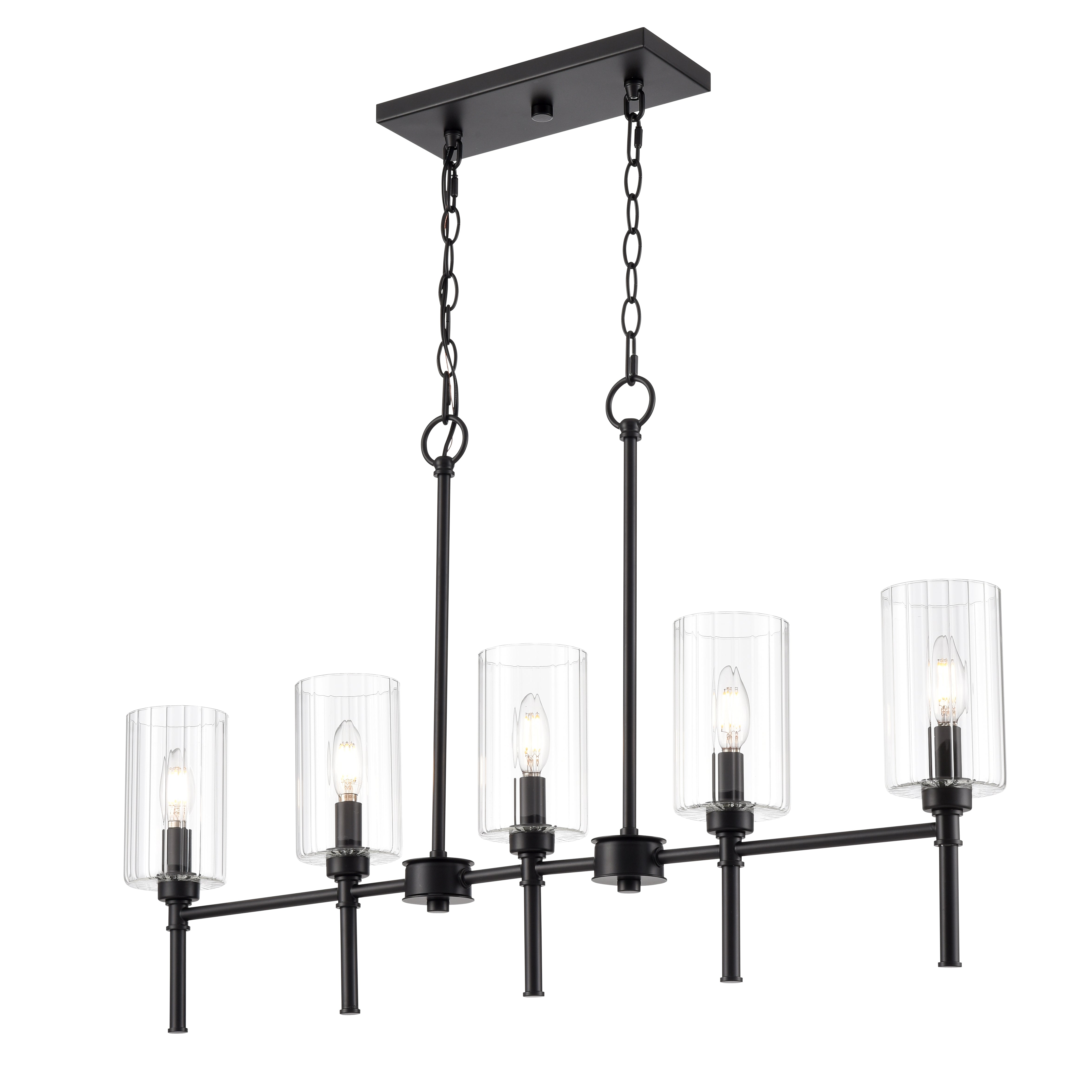 12'' Chastine Matte Black 5 Light Linear Chandelier