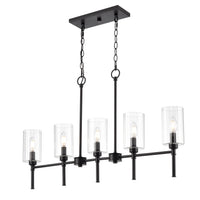 12'' Chastine Matte Black 5 Light Linear Chandelier