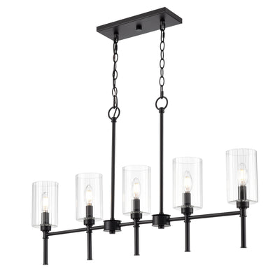 12'' Chastine Matte Black 5 Light Linear Chandelier