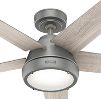 52 inch Burroughs Matte Silver Ceiling Fan with LED Light Kit and Handheld Remote