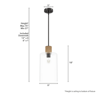 Vanning 9-inch 1-light Noble Bronze and Natural Sisal Rope Pendant with Clear Glass