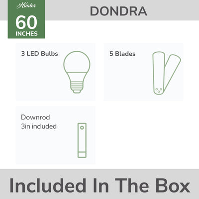 60 inch Dondra ENERGY STAR® Noble Bronze Ceiling Fan with LED Light Kit and Pull Chain