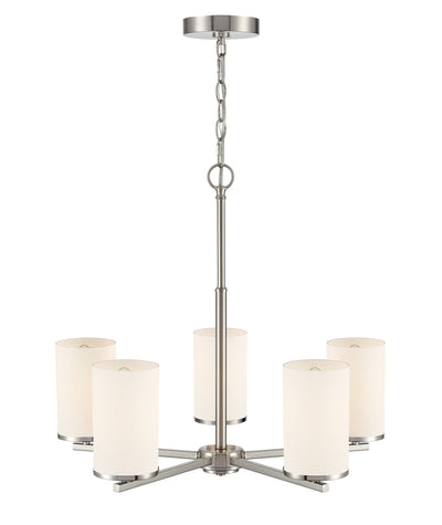 24-inch Verlana Brushed Nickel 5-Light Etched White Glass Chandelier