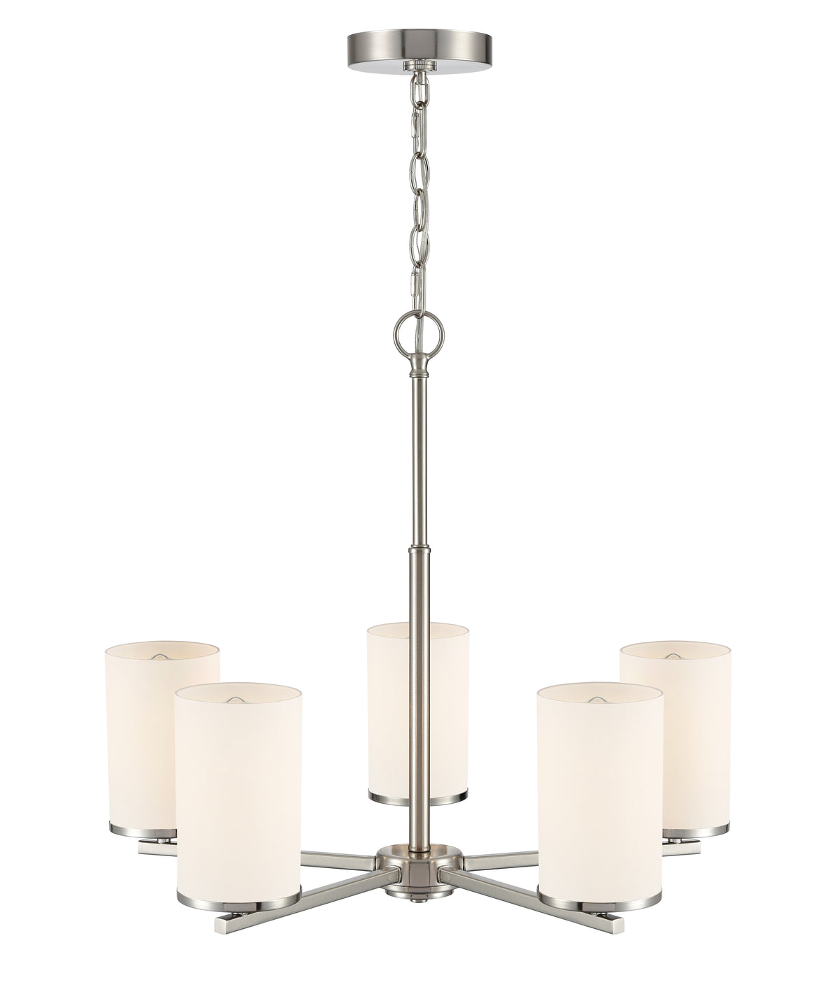 24-inch Verlana Brushed Nickel 5-Light Etched White Glass Chandelier