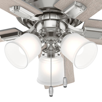 44 inch Crystal Peak Brushed Nickel Ceiling Fan with LED Light Kit and Pull Chain