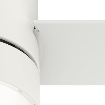 52 inch Gilmour Matte White Low Profile Damp Rated Ceiling Fan with LED Light Kit and Handheld Remote