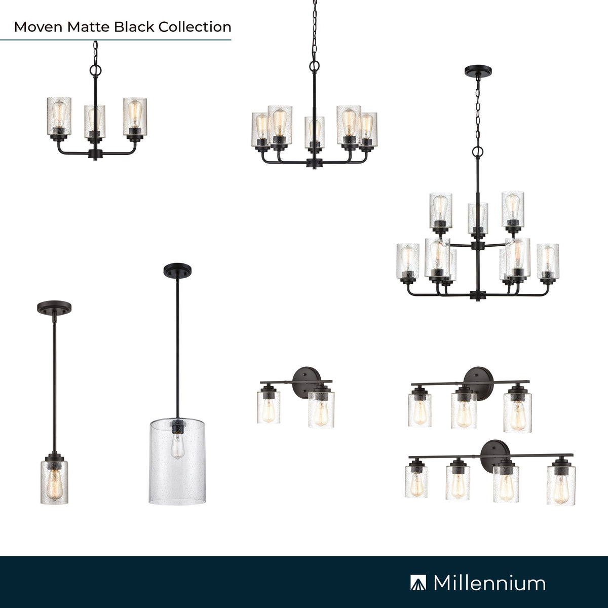 14.25'' Moven Matte Black 2 Light Bath Vanity