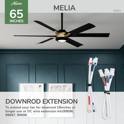 Casablanca 65 inch Melia ENERGY STAR® Alturas Gold Damp Rated Ceiling Fan with LED Light Kit and Wall Control and Handheld Remote