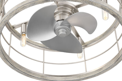 22 inch Bridgette Fandelier Brushed Nickel Ceiling Fan with Light Kit and Handheld Remote