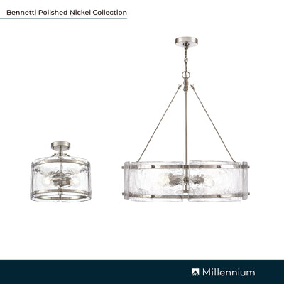 13'' Bennetti Polished NickelWater 2 Light Semi-Flush Mount