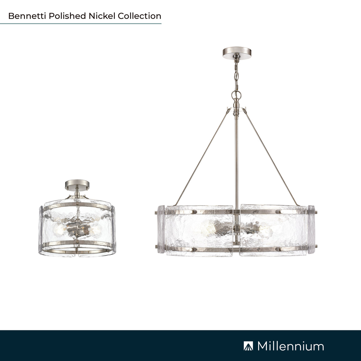 25'' Bennetti Polished Nickel 5 Light Pendant