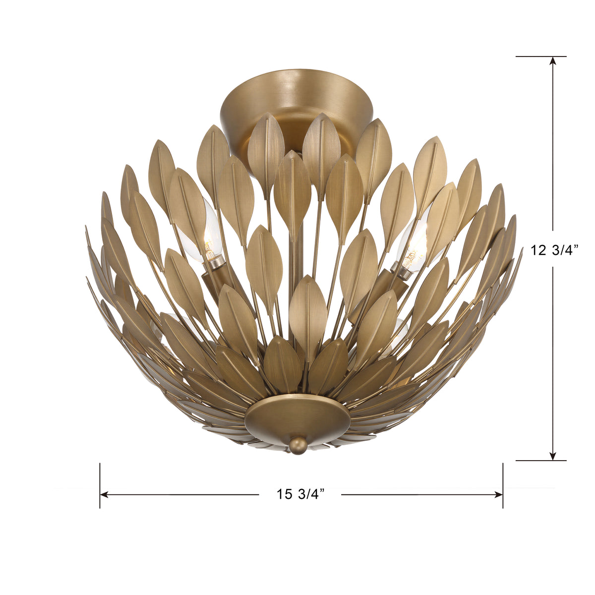 12.75'' Merylmint Painted Aged Brass 4 Light Semi-Flush Mount