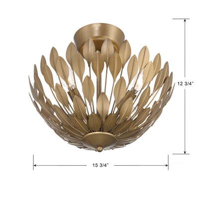12.75'' Merylmint Painted Aged Brass 4 Light Semi-Flush Mount