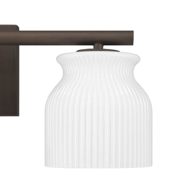 Harlowe 22-inch 3-light Matte Bronze Vanity Light with Cased White Glass