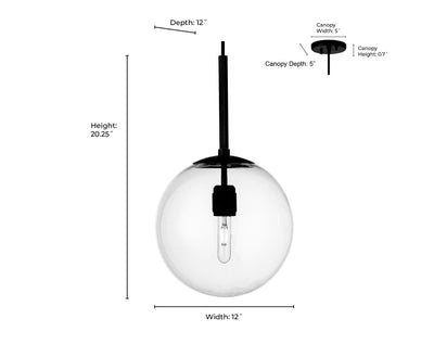 12-inch Kairo Vintage Brass 1-Light Clear Glass Pendant Light