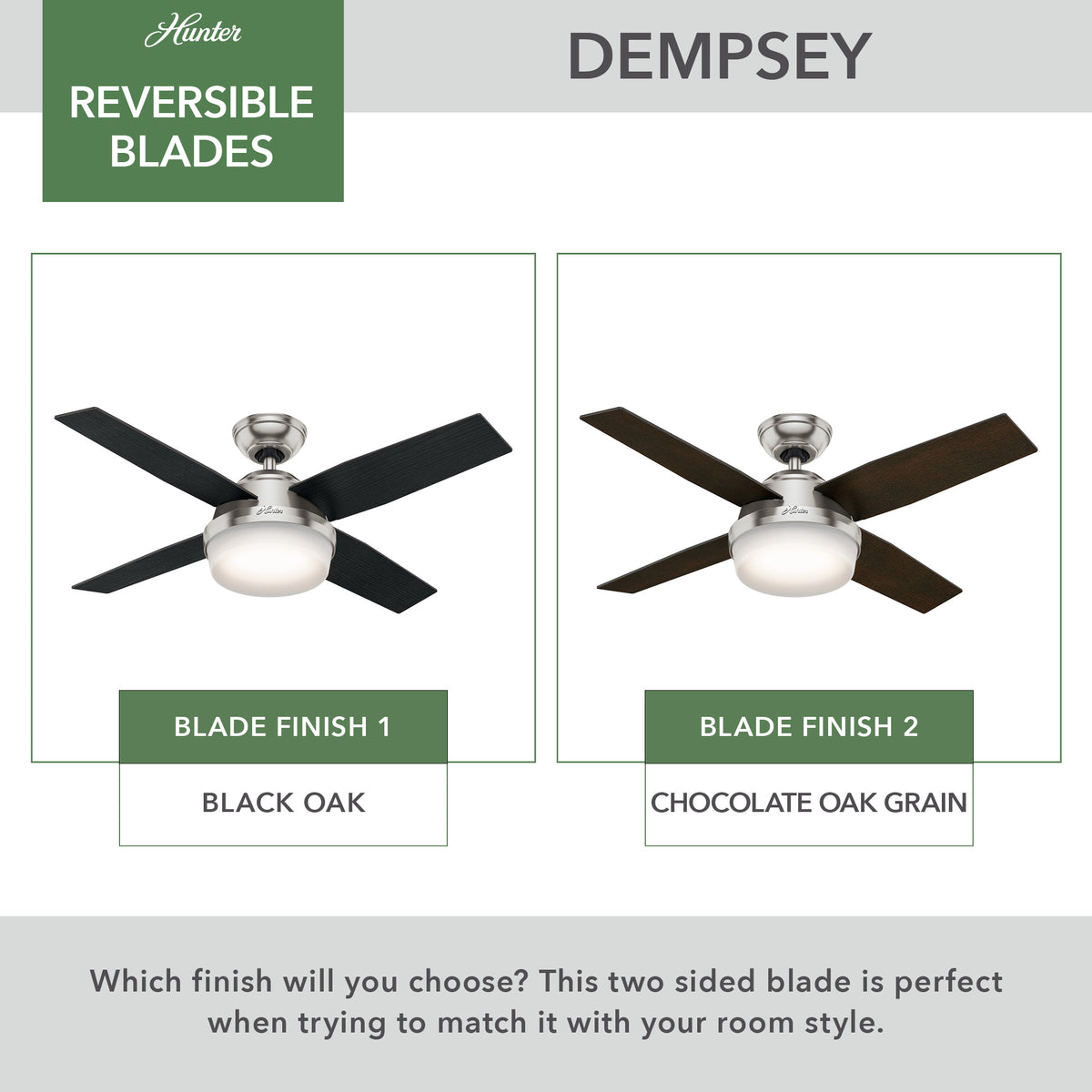 44 inch Dempsey Brushed Nickel Ceiling Fan with LED Light Kit and Handheld Remote