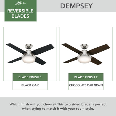 44 inch Dempsey Brushed Nickel Ceiling Fan with LED Light Kit and Handheld Remote