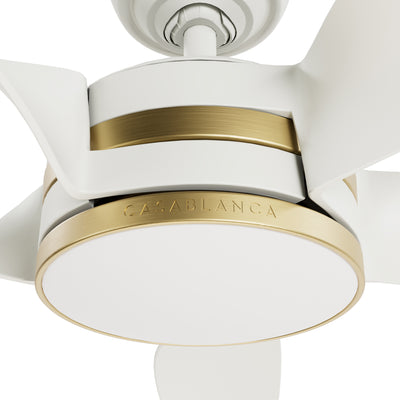 Casablanca 52 inch Julia ENERGY STAR® Fresh White Damp Rated Ceiling Fan with LED Light Kit and Wall Control