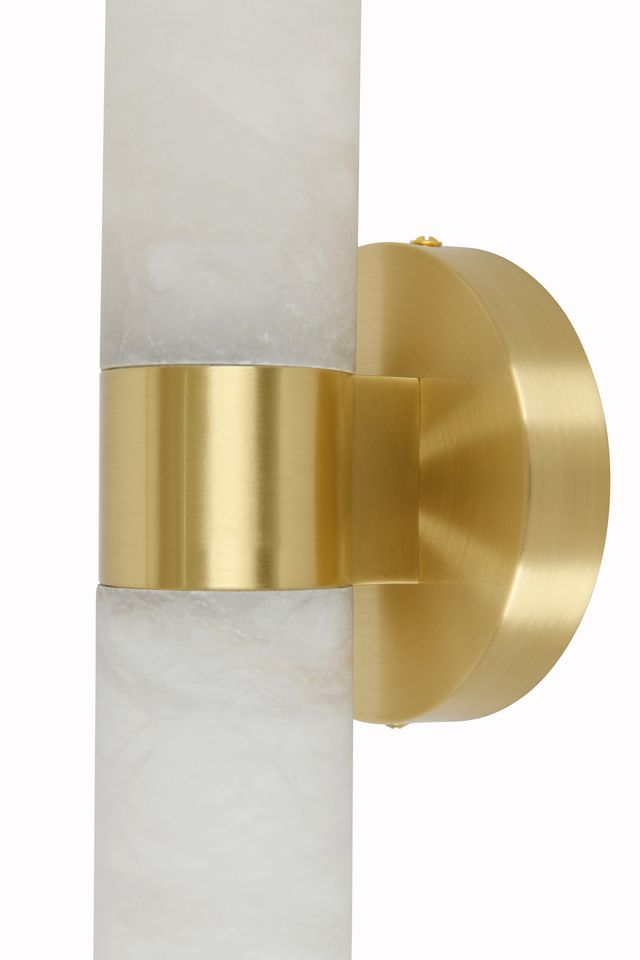 Luella 2 Light Brass Wall Sconce with Alabaster Shades