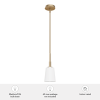 Nolita 5-inch 1-light Alturas Gold Pendant with Cased White Glass
