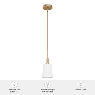 Nolita 5-inch 1-light Alturas Gold Pendant with Cased White Glass