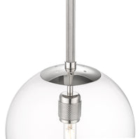 12-inch Kairo Polished Nickel 1-Light Clear Glass Pendant Light