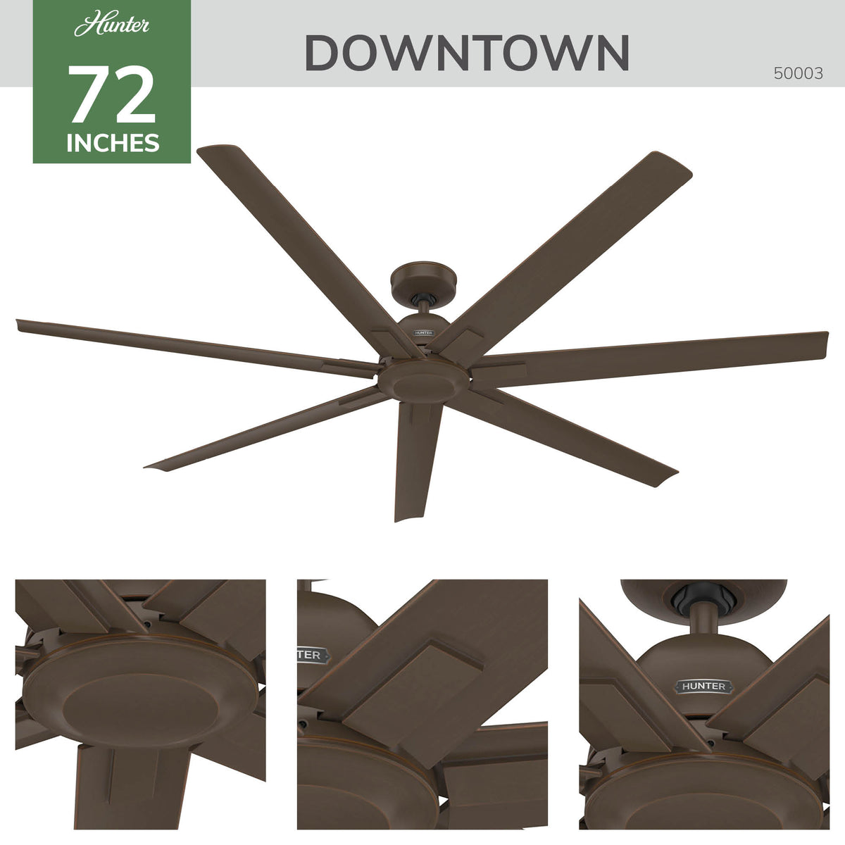 72 inch Downtown ENERGY STAR® Matte Bronze Damp Rated Ceiling Fan and Wall Control