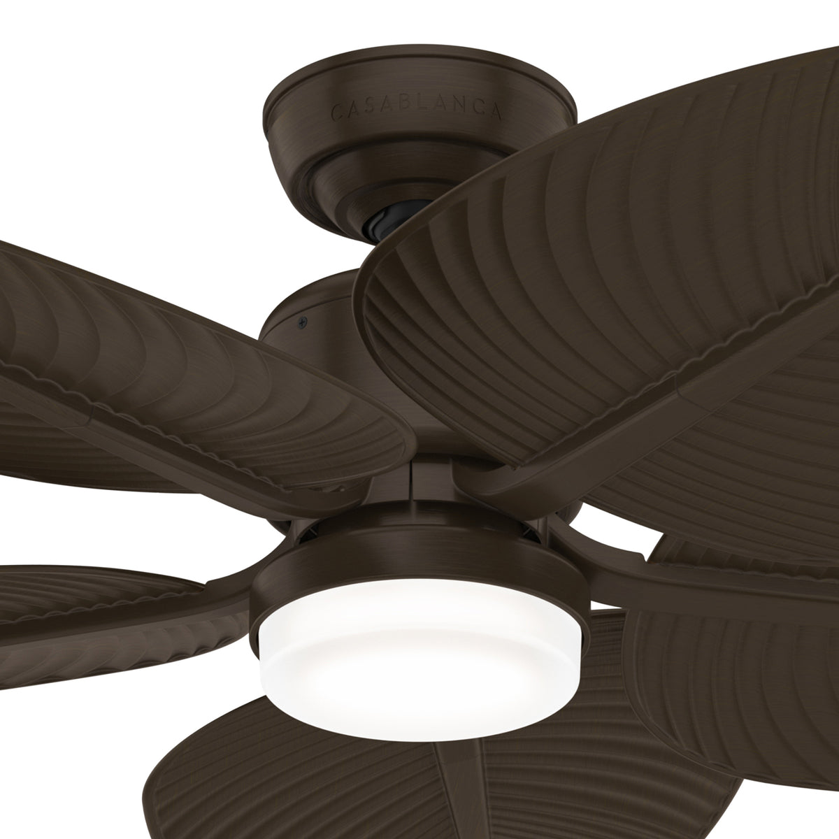 Casablanca 52 inch Coveview ENERGY STAR® Matte Bronze Damp Rated Ceiling Fan with LED Light Kit and Wall Control and Handheld Remote