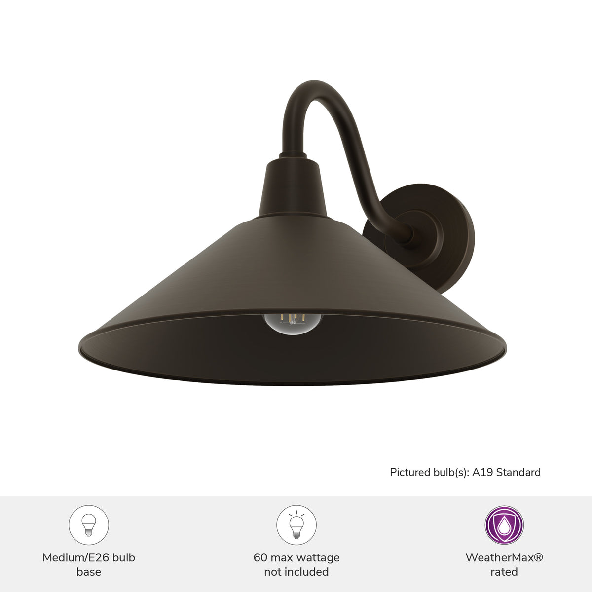 Skyflow 14-inch 1-light Matte Bronze Outdoor Wall Light with Metal Shade