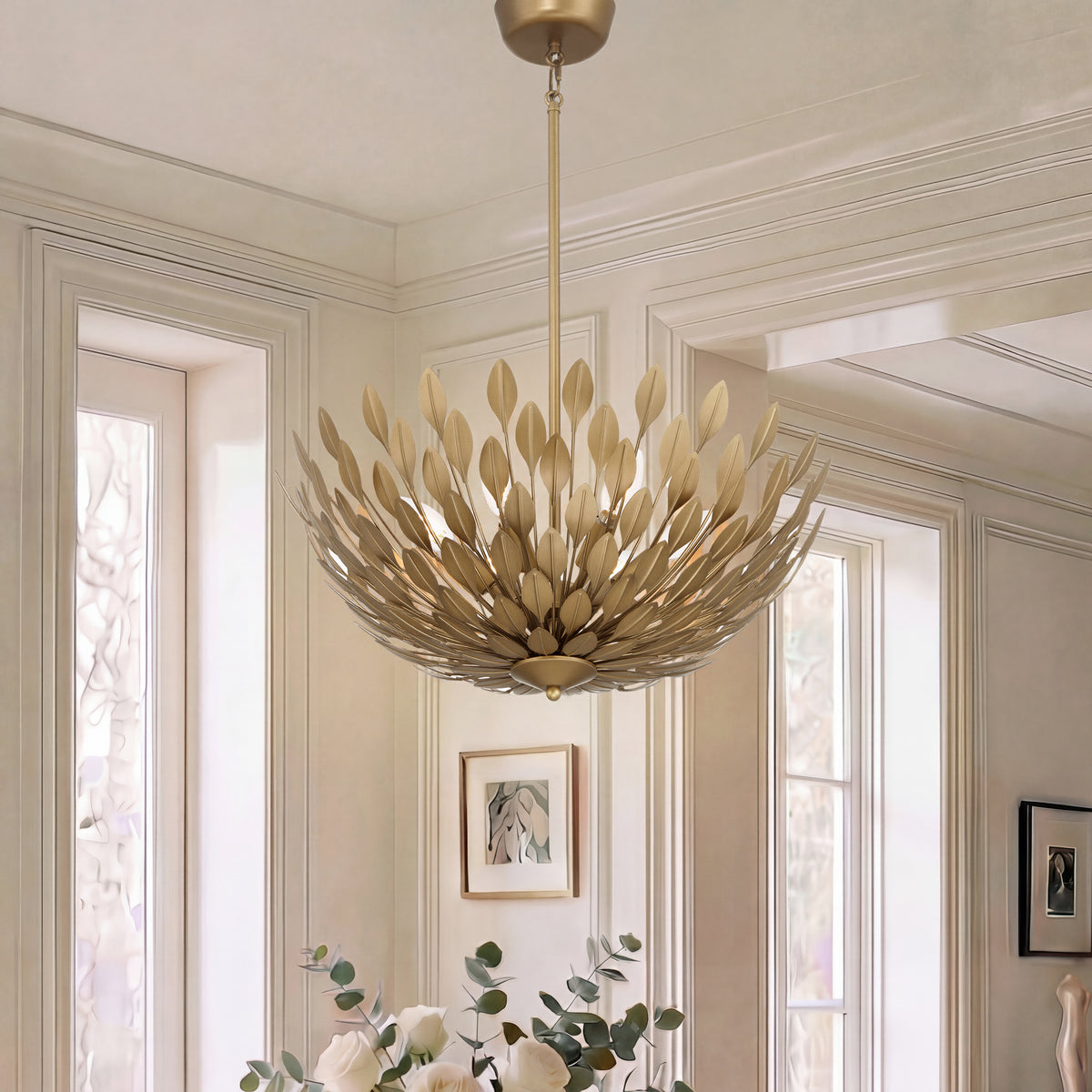 9'' Merylmint Painted Aged Brass 6 Light Pendant