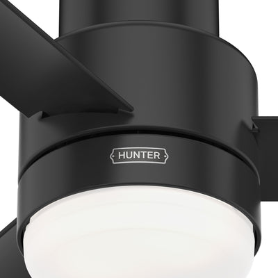 52 inch Gilmour Matte Black Low Profile Damp Rated Ceiling Fan with LED Light Kit and Handheld Remote