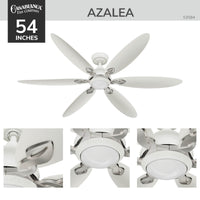 Casablanca 60 inch Azalea ENERGY STAR® Fresh White Damp Rated Ceiling Fan with LED Light Kit and Wall Control and Handheld Remote