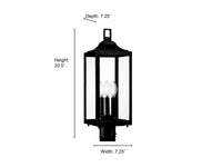 20.5'' Halston Powder Coated Black 3 Light Post Lantern