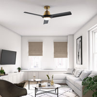 52 inch Aeronaut Wi-Fi ENERGY STAR® Luxe Gold Damp Rated Ceiling Fan with LED Light Kit and Handheld Remote