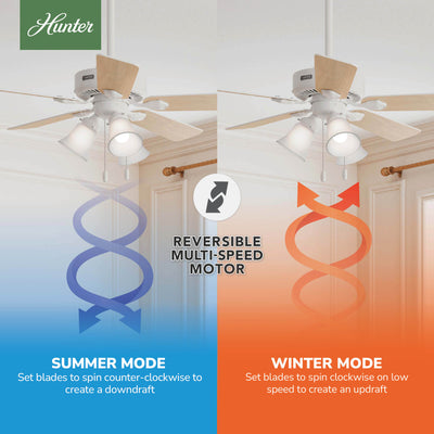 44 inch Swanson ENERGY STAR® Fresh White Ceiling Fan with LED Light Kit and Pull Chain