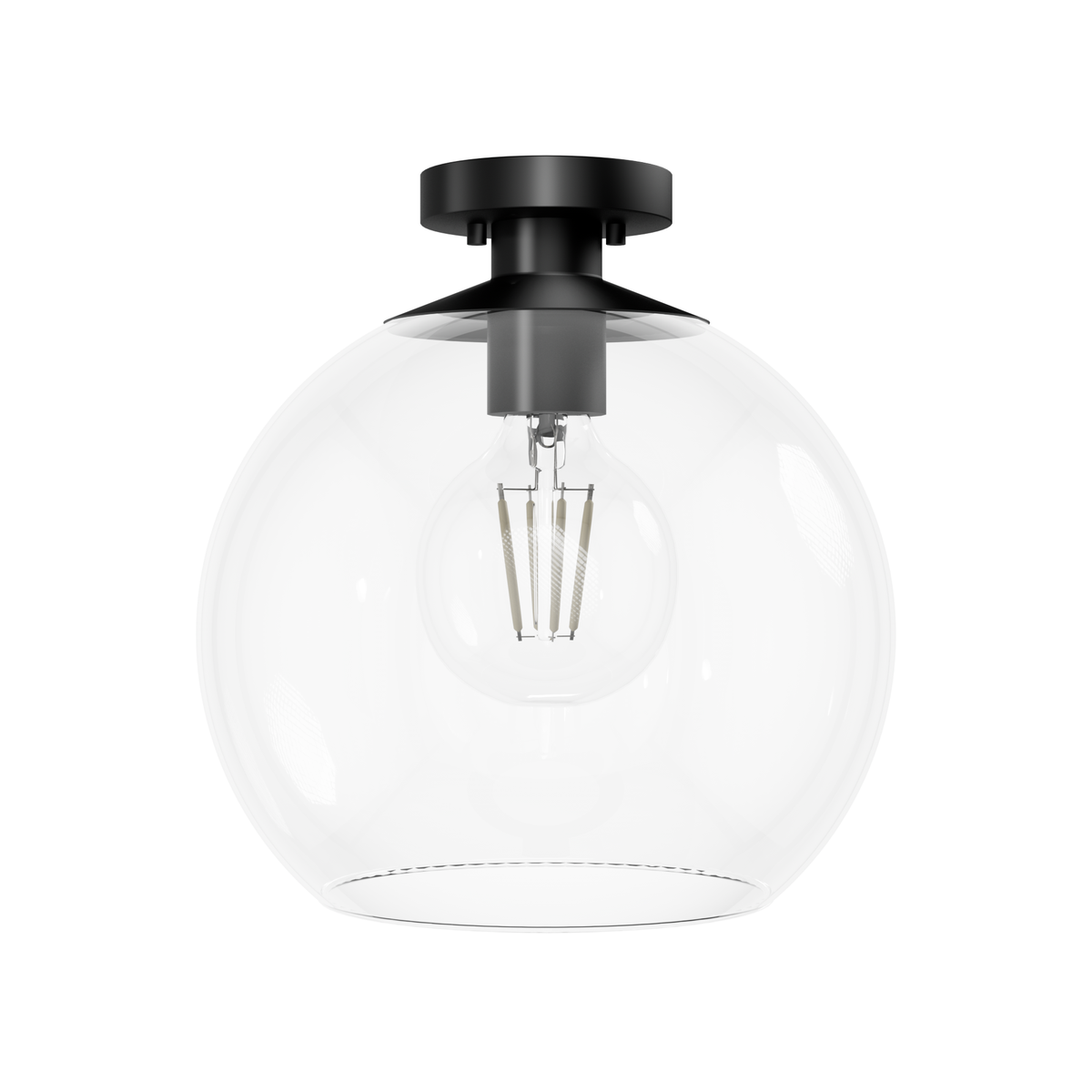 Xidane 14-inch 1-light Matte Black Globe Pendant with Clear Glass