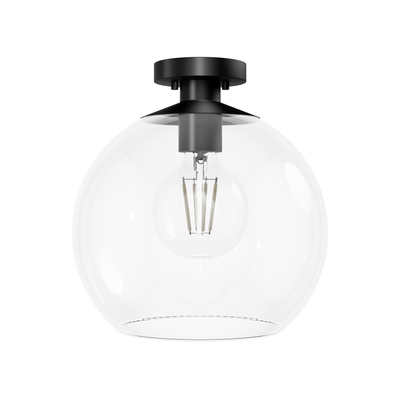 Xidane 14-inch 1-light Matte Black Globe Pendant with Clear Glass