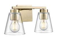 13-inch Strayhan Modern Gold 2-Light Clear Glass Bathroom Vanity Light