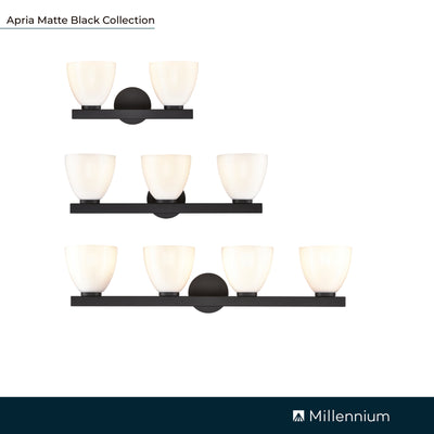 24'' Apria Matte Black 3 Light Bath Vanity