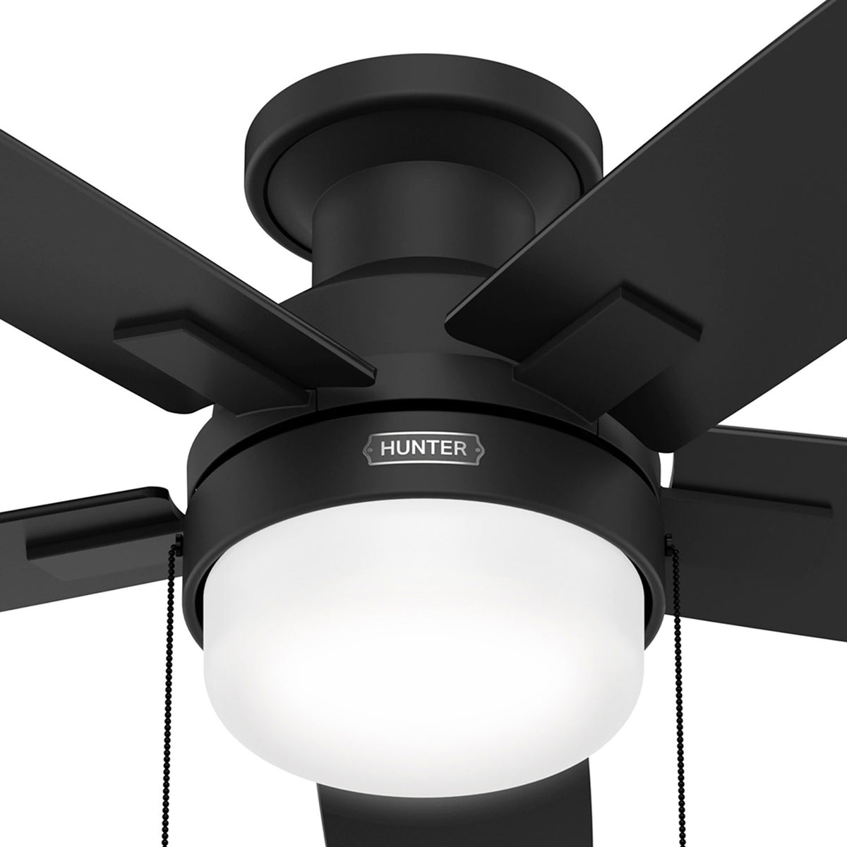 52 inch Anisten Matte Black Low Profile Ceiling Fan with LED Light Kit and Pull Chain