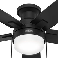 52 inch Anisten Matte Black Low Profile Ceiling Fan with LED Light Kit and Pull Chain