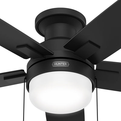 52 inch Anisten Matte Black Low Profile Ceiling Fan with LED Light Kit and Pull Chain