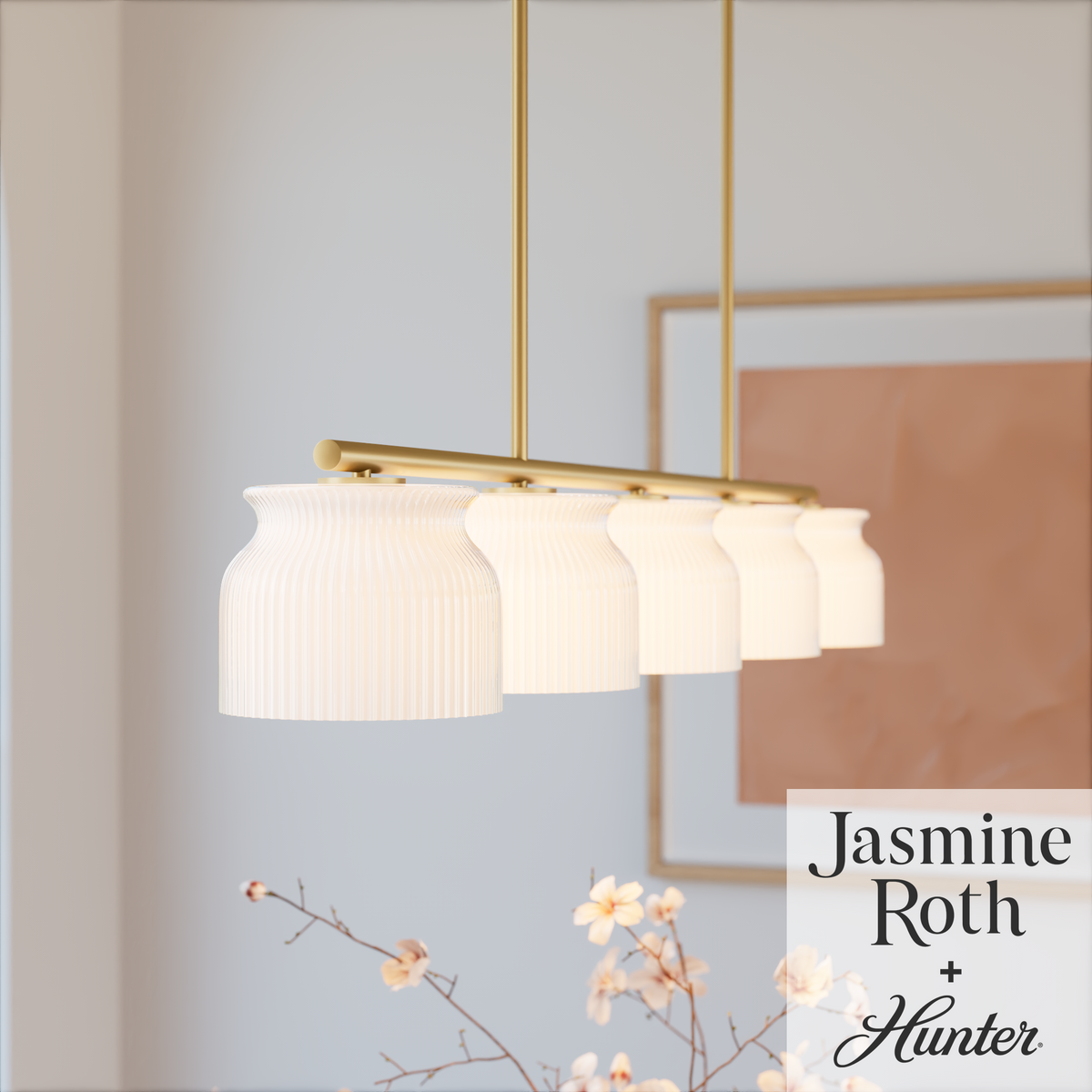 Harlowe 51-inch 5-light Luxe Gold Linear Chandelier with Cased White Glass