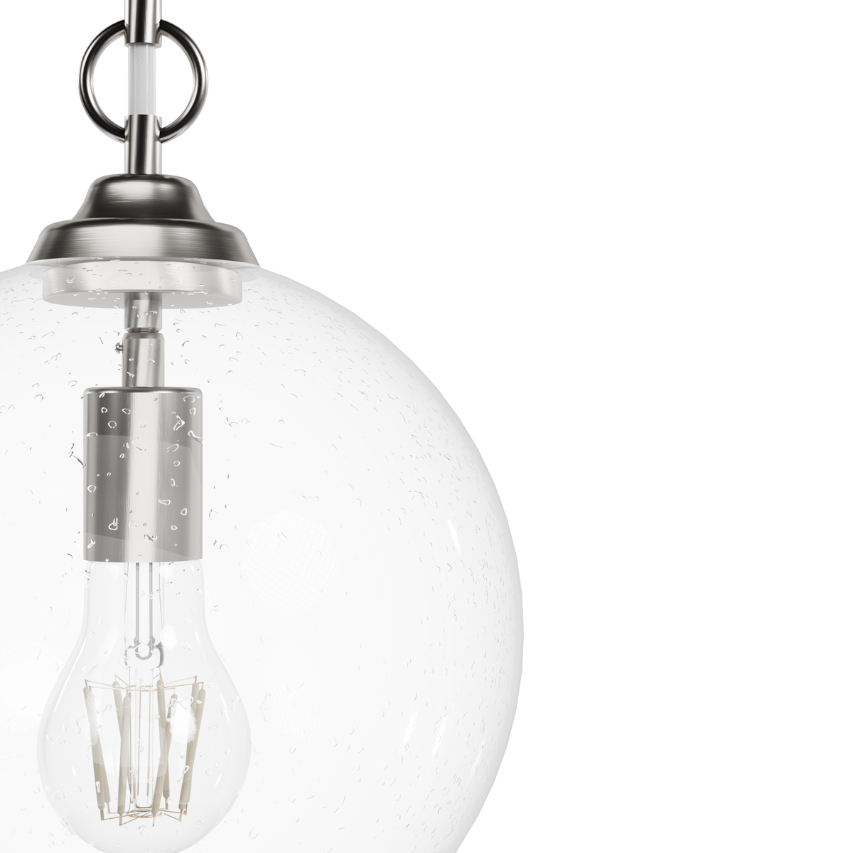 High Oaks 9.75-inch 1-light Brushed Nickel Globe Pendant with Clear Seeded Glass