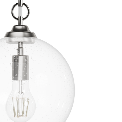 High Oaks 9.75-inch 1-light Brushed Nickel Globe Pendant with Clear Seeded Glass