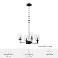 Kerrison 20.5-inch 4-light Natural Black Iron Chandelier with Seeded Glass