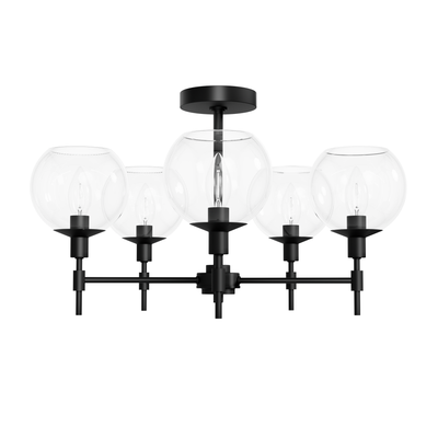 Xidane 24-inch 5-light Matte Black Chandelier with Clear Glass