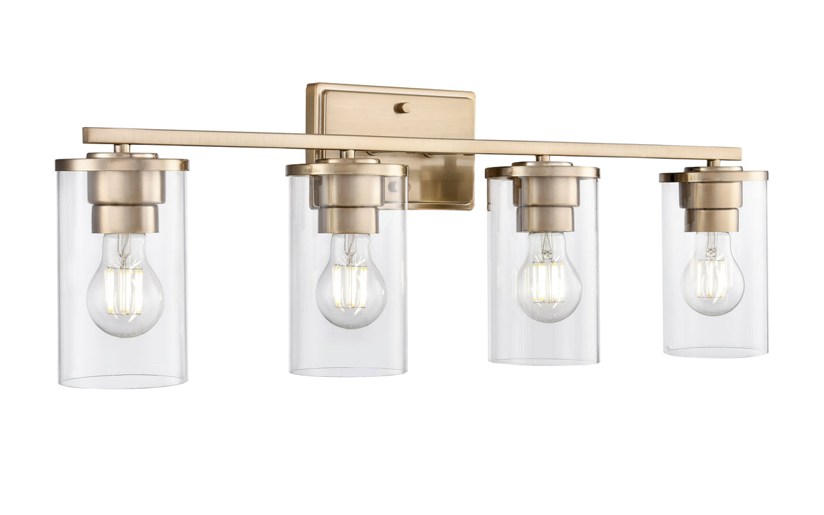 27.75-inch Verlana Modern Gold 4-Light Clear Glass Bathroom Vanity Light