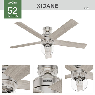 52 inch Xidane Brushed Nickel Ceiling Fan with LED Light Kit and Handheld Remote