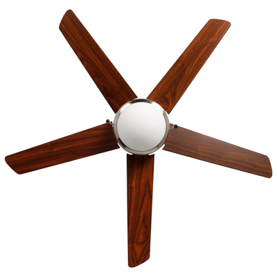 52 Inch Mirage IV AC Brushed Nickel Indoor Ceiling Fan 5 Walnut Blade Reversible